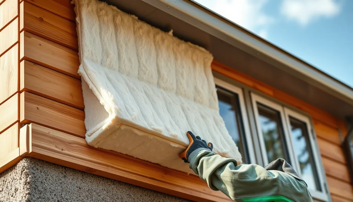 Pose de panneaux isolants sur une façade de maison