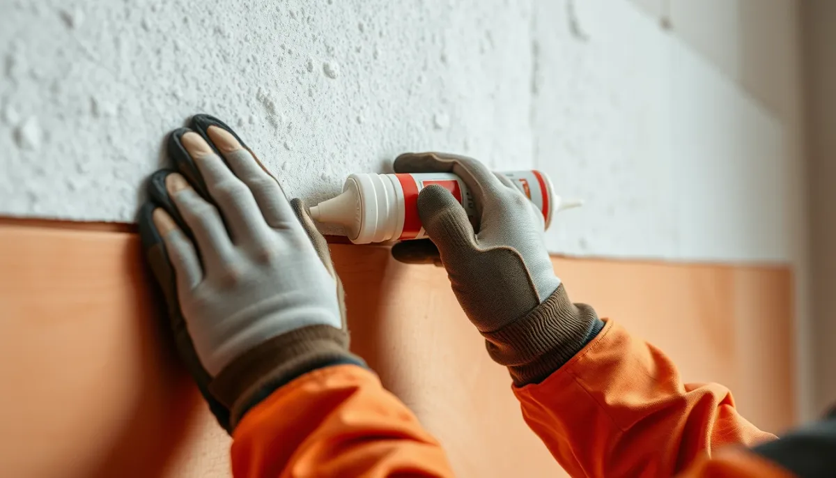 Pose d'un panneau de doublage polystyrène par un professionnel