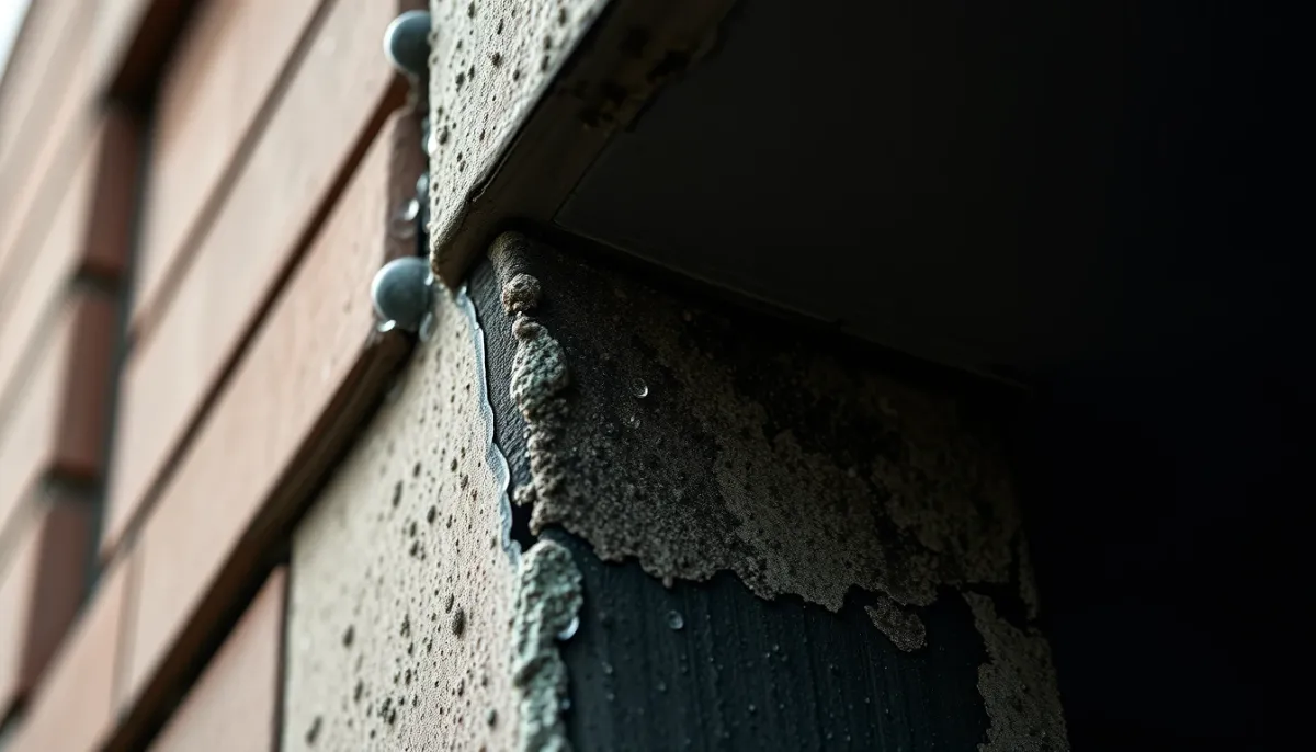Coin de mur avec condensation et moisissures
